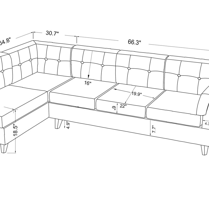 Canapé modulaire en lin avec méridienne, Lin gris foncé, Orienté à gauche (vu de face), Brun