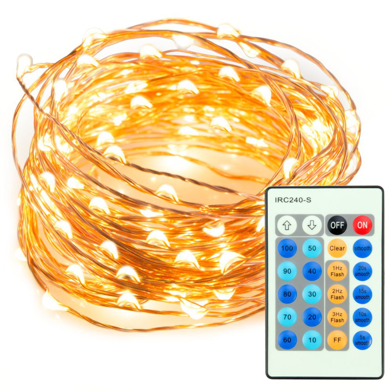 99FT LED Fairy String Lighs 300-LEDs 2700K with Remote Control