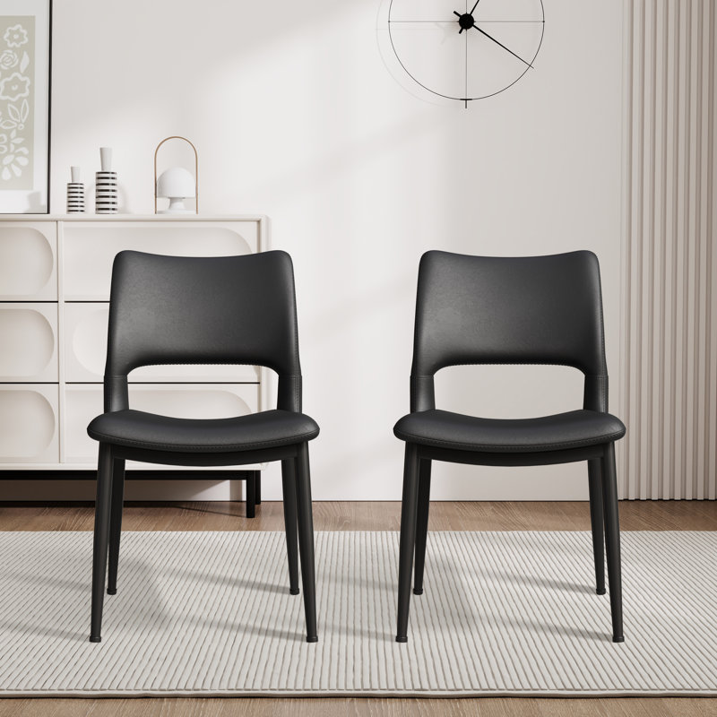 Pu Leather Dining Chairs Set Of 2 Upholstered, Black