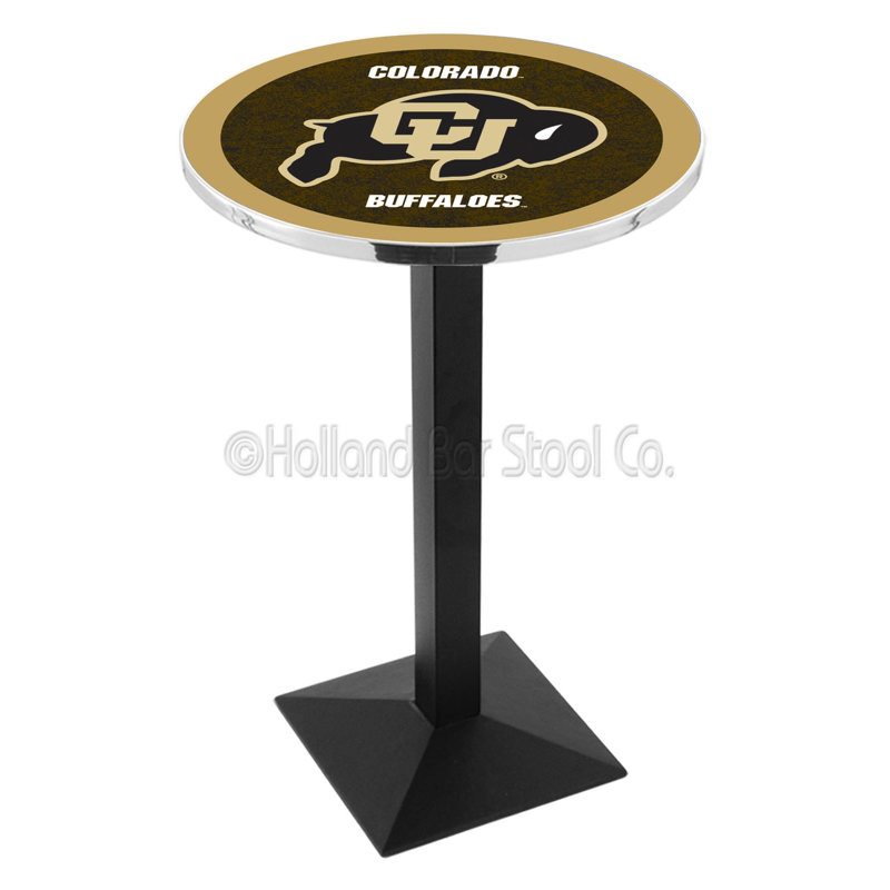 Round Metal Base Dining Table, Black Wrinkle, University of Colorado