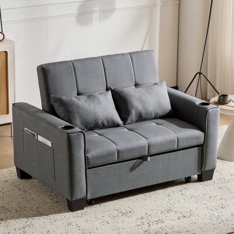 2 Seater Fabric Sofa Bed, Grey