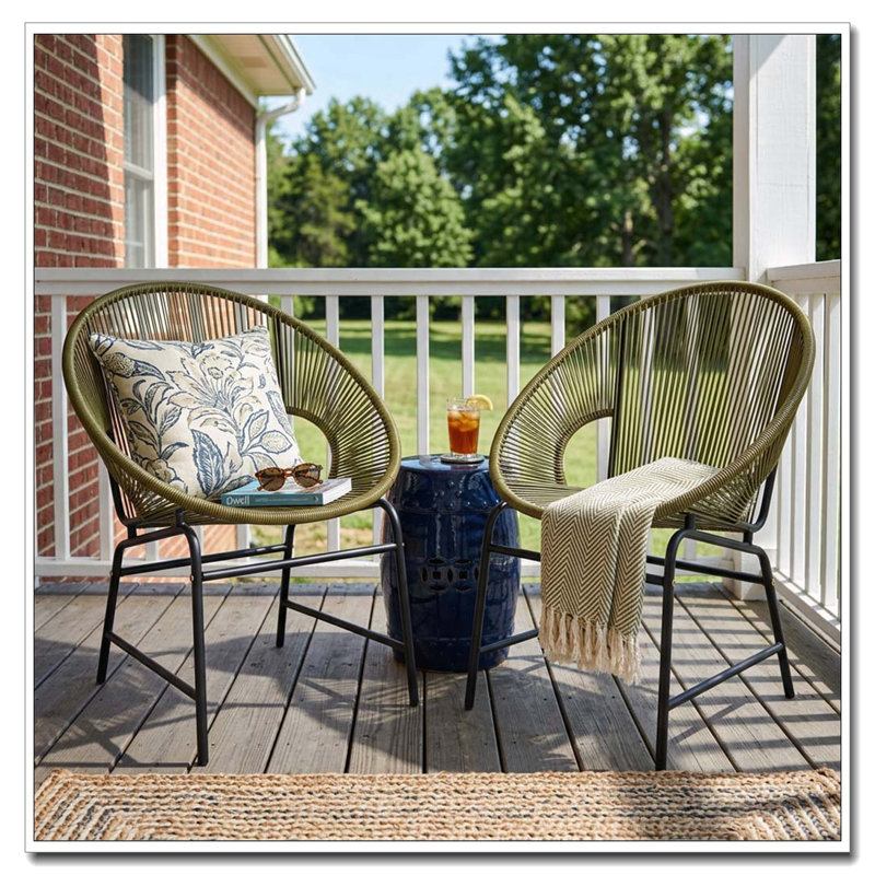 Ensemble de chaises de patio en osier, Vert