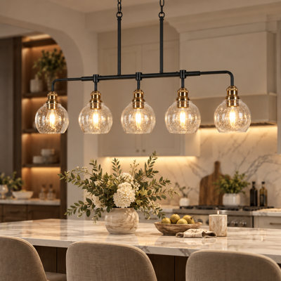 Luminaire suspendu linéaire pour îlot de cuisine 5 lumières Vouni