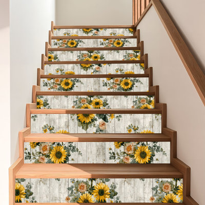 Papier peint auto-adhésif et amovible à motif de tournesol à motif floral de tournesol, adhésif et amovible 17,7 po x 118 po (45 x 300 cm)