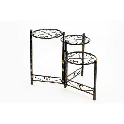 Three Tier Heart Clover Metal Plant Stand - 24.49" Black/Gold, Fully Assembled, Material, Gorgeous Pattern, H X 21.49" W 30.44" L Metal, Finish, Design,