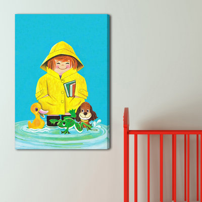 Duck Frog and Dog 1 Piece Wrapped Canvas Painting