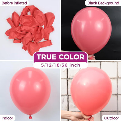 Ballons de fête corail en latex - Paquet de 100 ballons ronds en corail rouge pastel à hélium de 12 pouces pour Bachelorette