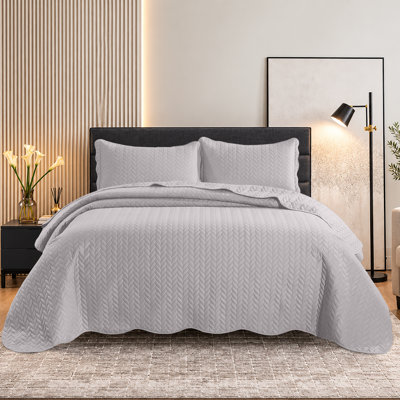 Ensemble de couvre-lit en microfibre embossée - Ensemble de literie moderne et léger avec taies décoratives