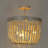 3-Light Wood Beaded Semi-Flush Mount Ceiling Light