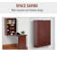 Bureau mural, bureau convertible escamotable, acajou