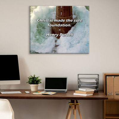 Citation artistique «Le Christ est la base sûre». Toile tendue par Henry Purcell