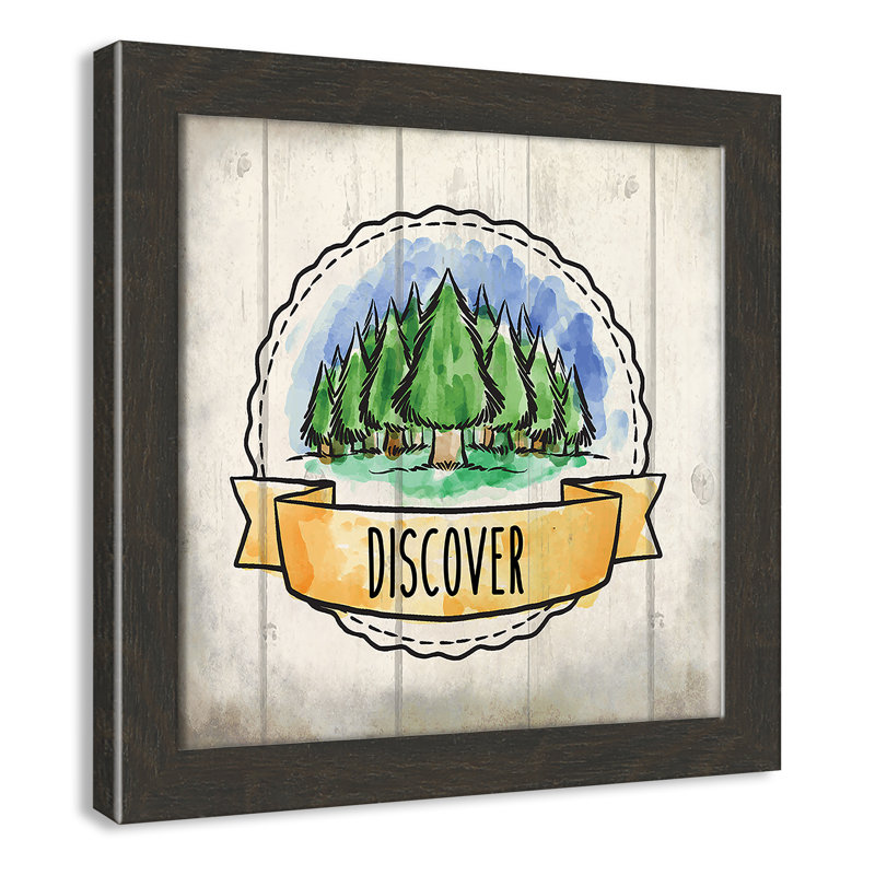 «Adventure is out There», art encadré 3, H 12 po x l 12 po x P 0,6 po, Cadre plat à grain de bois noir