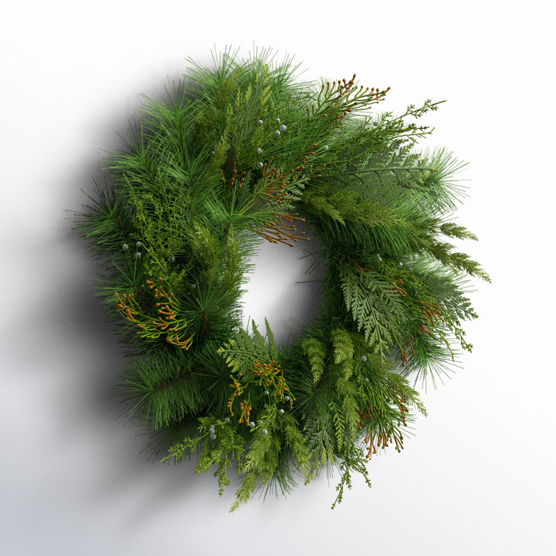Artificial 24" Mixed Pine & Juniper Wreath