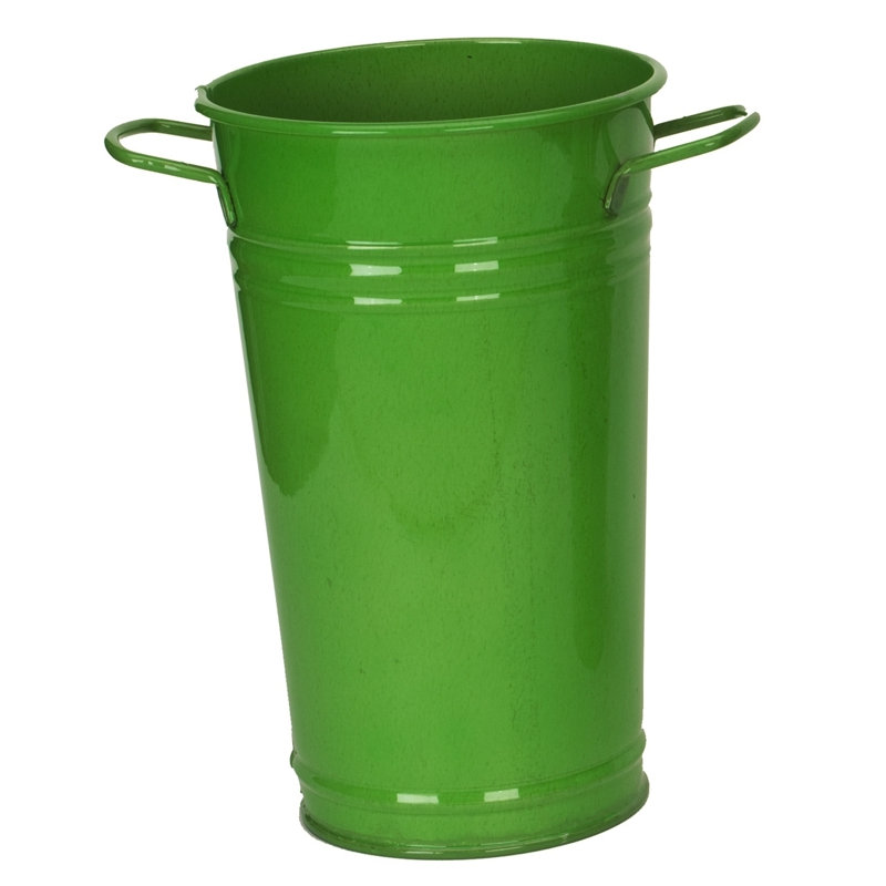 Vase de table en émail galvanisé, H 9,5 po x l 6,5 po x P 6,5 po, Sauge