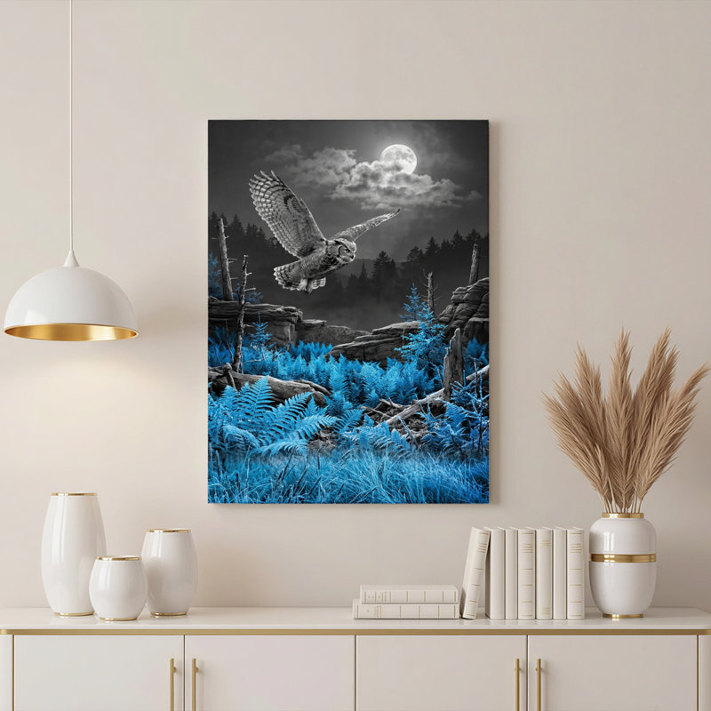 Art mural en toile Gallery Wrap pour le salon, la chambre à coucher, le bureau ou le vestibule - Décoration murale décorative avec hibou