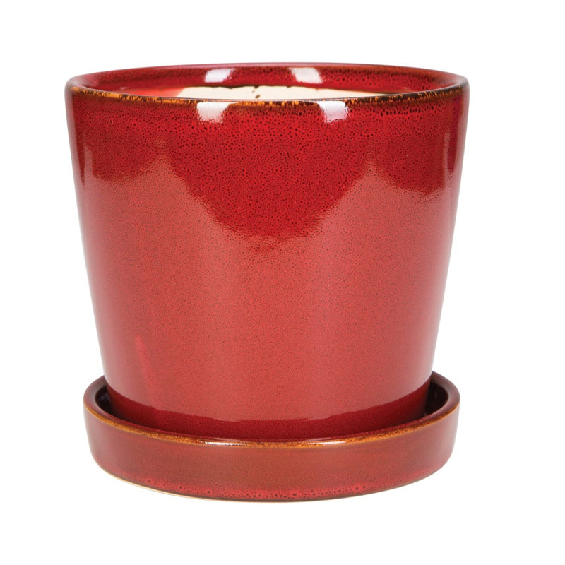 5.75 in. Tapered Cylinder w/ Saucer - Red, Red
