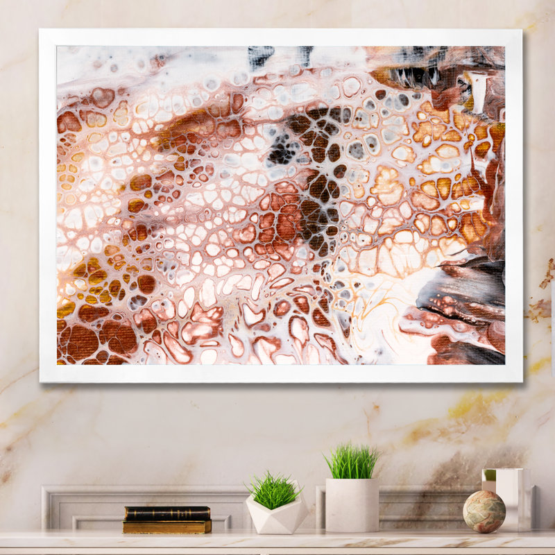 Reproduction d'art moderne sur toile brune, blanche et noire, H 24 po x l 36 po x P 1,5 po