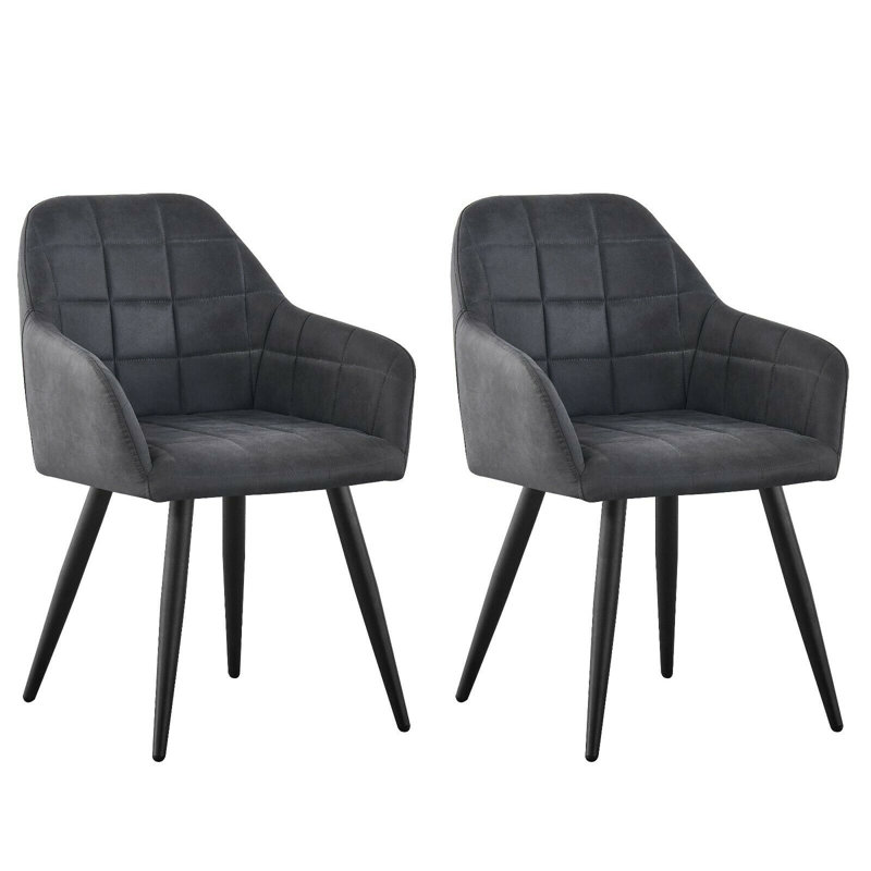 Aliauna 47cm H Upholstered Metal Armchair, Dark Grey