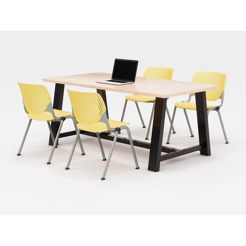 Ensemble de table de réunion et de chaises Midtown, H 30 po x L 72 po x P 36 po, Érable, Jaune