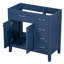 Meuble-lavabo 36 po sans lavabo, base d'armoire seulement, armoire de salle de bain avec tiroirs, structure solide et panneau de fibres à densité moyenne, bleu