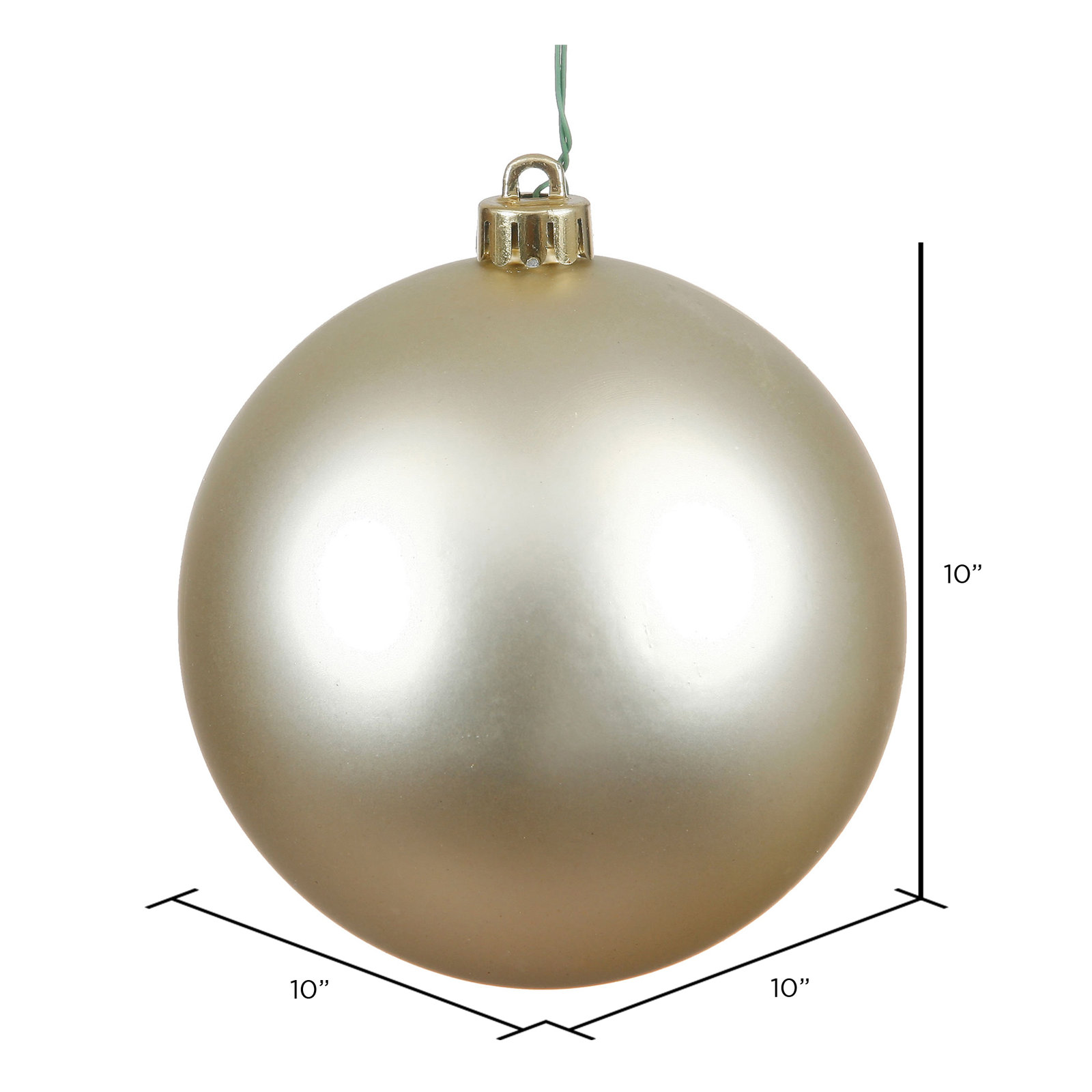 Shatterproof Bauble, Champagne, 4" H x 4" W x 4" D