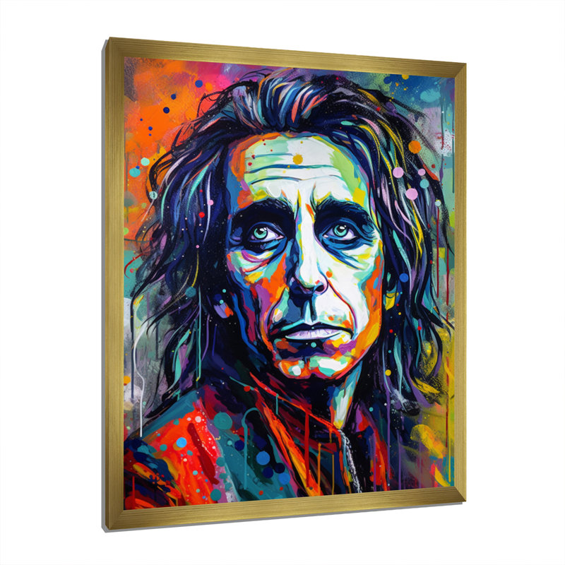 Popart Alice Rockstar Portrait II, Encadrement doré, H 32 po x l 24 po x P 1 po