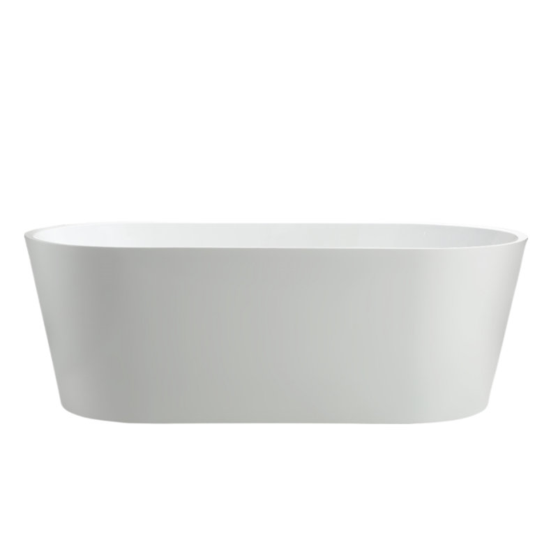 67" x 32" Freestanding Soaking Acrylic Bathtub, White/Oil Rubbed Bronze