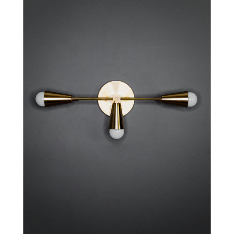 Armed Sconce, Raw Brass, 8" H x 18.5" W x 5.5" D