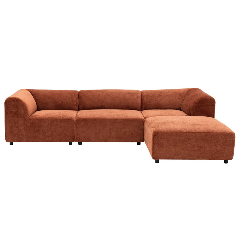 Upholstered L-Shaped Sectional, Right Hand Facing, Tile Red