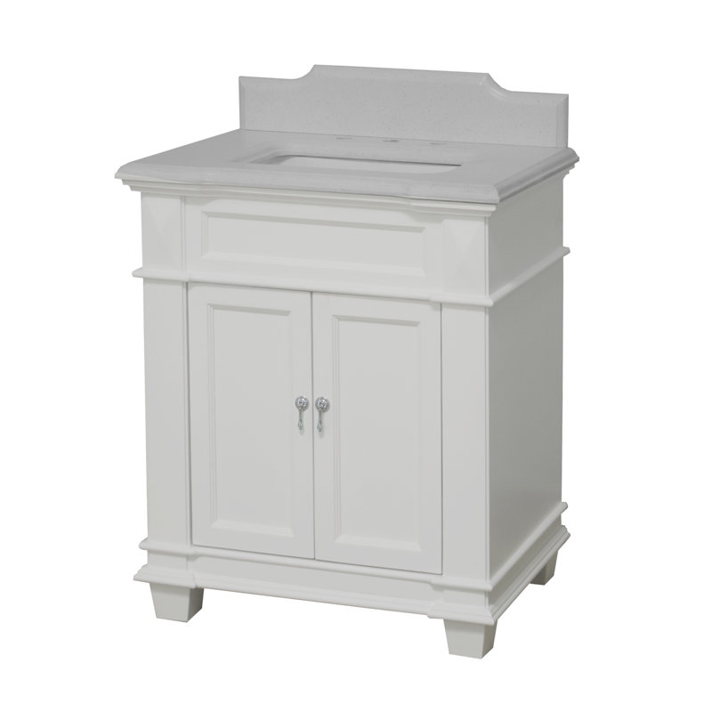 Aoibhin 30'' Single Bathroom Vanity with Top, White, Quartz