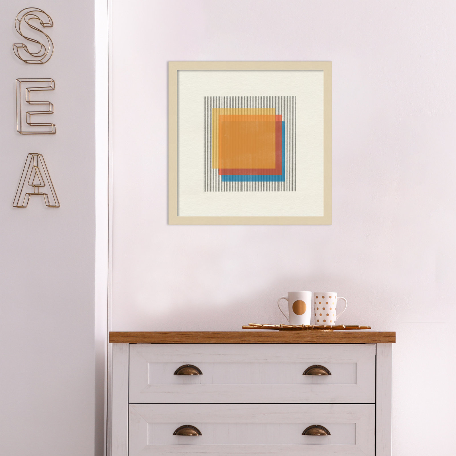 Brown Framed, 17" H x 17" W x 1" D