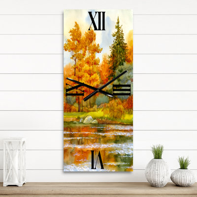 Autumnal Forest by the Lake Side III - Lake House Wall Clock