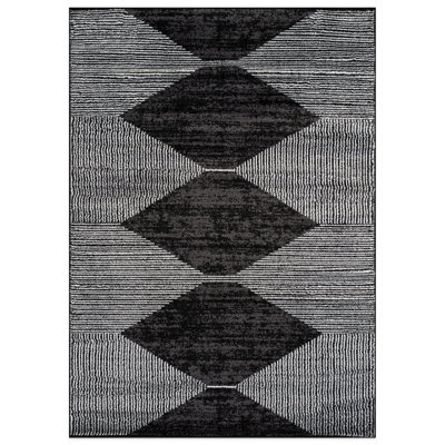 Black Ivory Geometric Stripe Area Rug