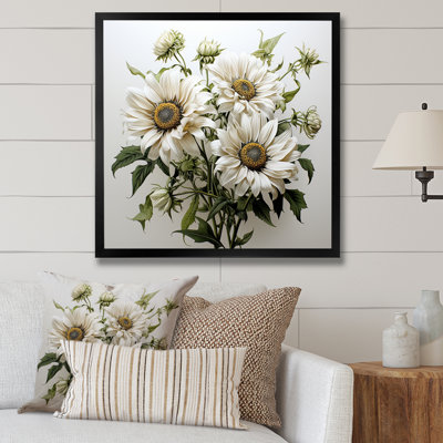 " Grey And Green Sunflowers Blooming "
