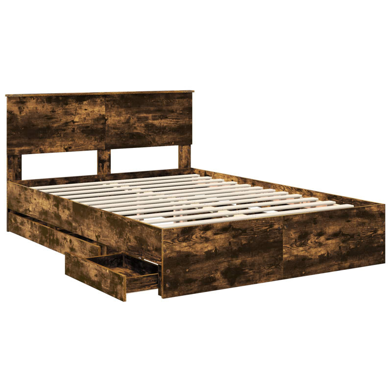 Bed, European Kingsize (160 x 200 cm), Smoked Oak
