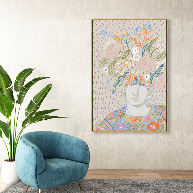 Flourishing Print by Oliver Gal, 31"H x 21"W, Gold Floater Frame