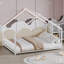 Cadre de lit pour enfant avec bandes lumineuses à DEL, cadre en fer en forme de toit, L 78,5 po x l 55,9 po x H 58,4 po