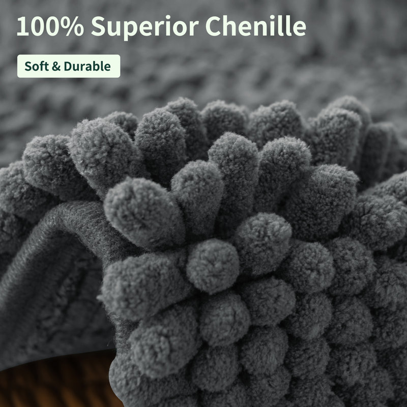 Chenault Soft Chenille Bathroom Rug, 18" W x 48" L, Gray