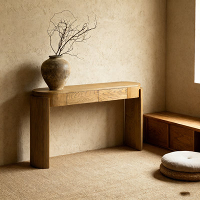 Console avec plateau ovale et deux tiroirs