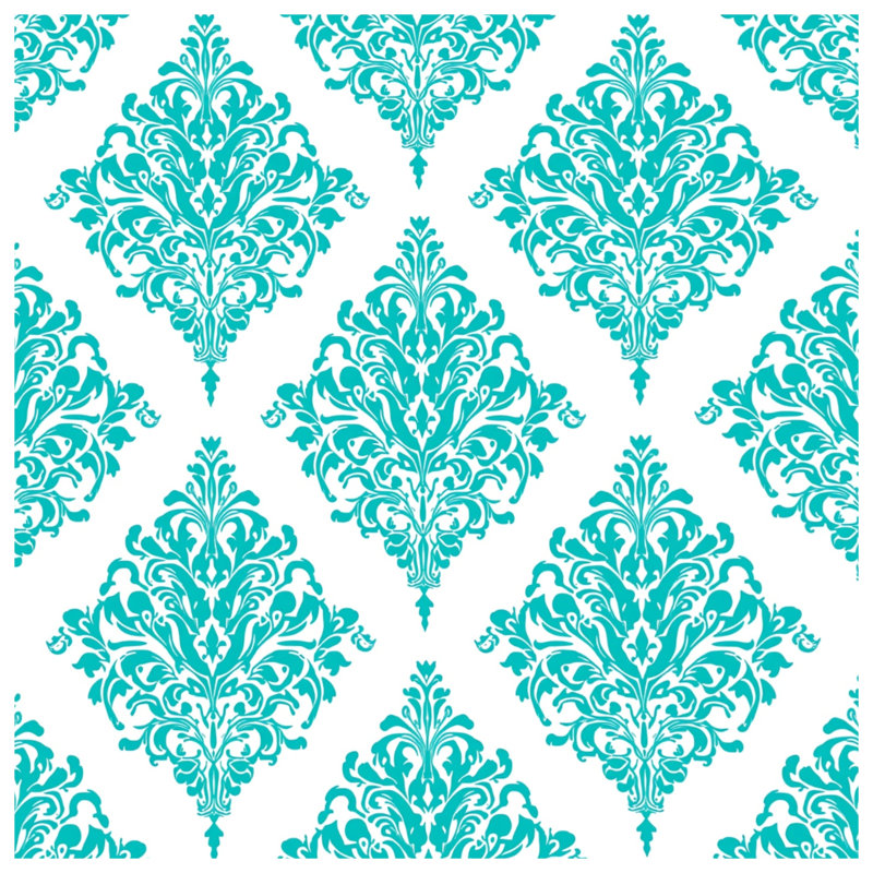 Turquoise Damask Pattern Comforter, Queen