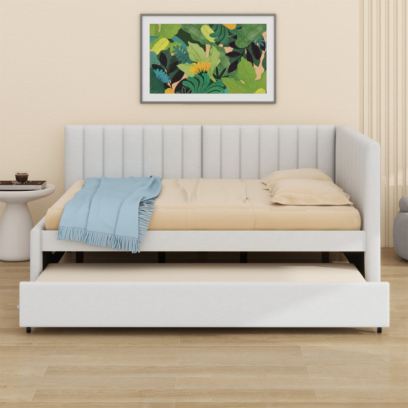 Lit de jour rembourré avec couchette, Beige