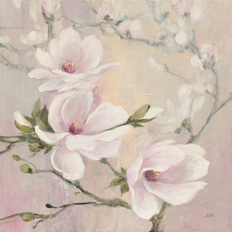 «Blush Magnolias» par Julia Purinton, reproduction d'art sur toile tendue, H 36 po x l 36 po