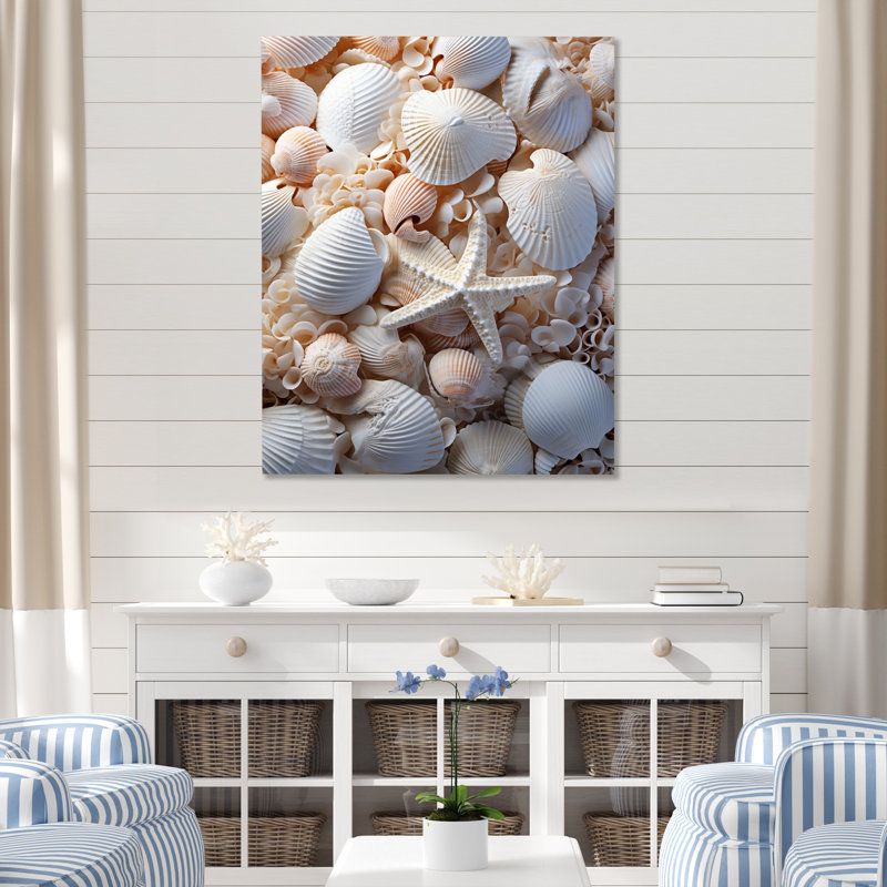 " Beach Photo Seashell Collage IX ", 32" H x 24" W x 1" D, Wrapped Canvas