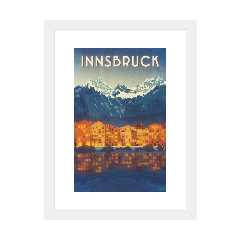 Impression d’art graphique « Austria-Innsbruck » par Missy Ames, Blanc, H 32 po x l 24 po x P 1 po, Papier encadré blanc