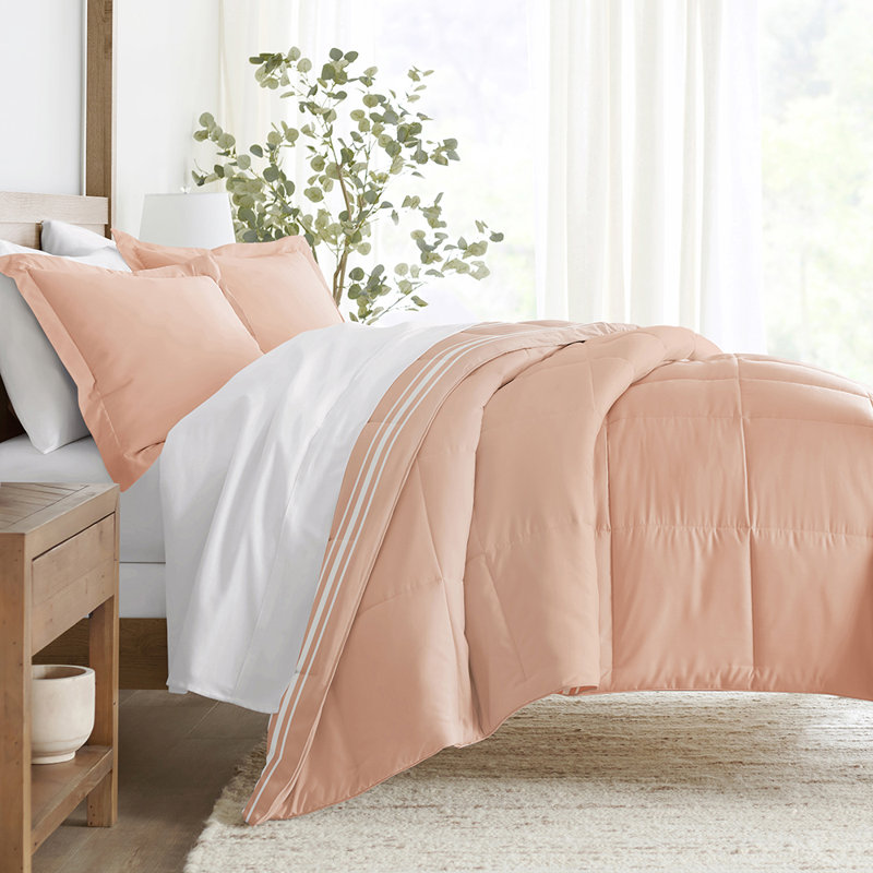Twin Rose Striped Reversible Down Alternative Comforter Set