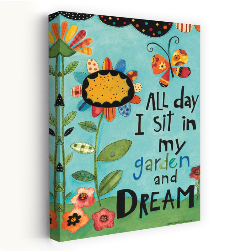 «Sit In My Garden And Dream Butterfly Spring», art floral, H 36 po x l 24 po
