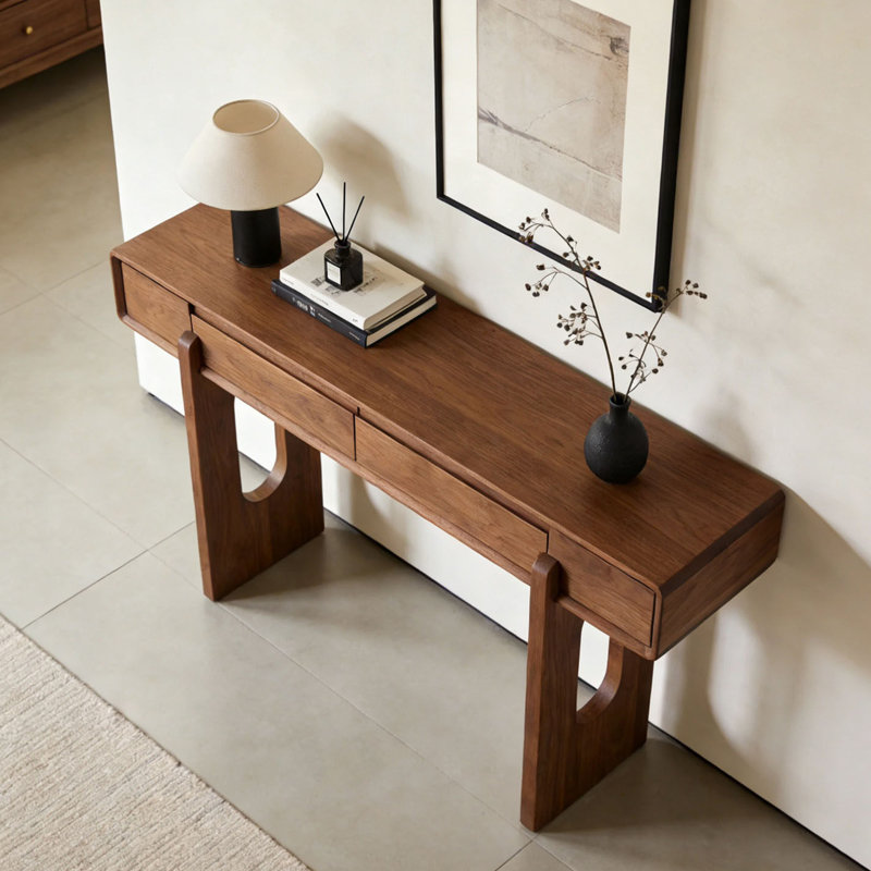 Console brun simple de style nordique, H 35,4 po x l 47,2 po x P 15,7 po