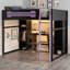 Lit mezzanine double en bois avec bureau, garde-robe, lumière DEL et station de charge-1720282038