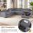 119.5" Convertible Modular Sectional Sofa Bed 2-In-1 Oversized Chenille Pull-Out Sleeper Couch With Console Armrest & USB Charging & Cup Holder & Storage Chaise-1491636066