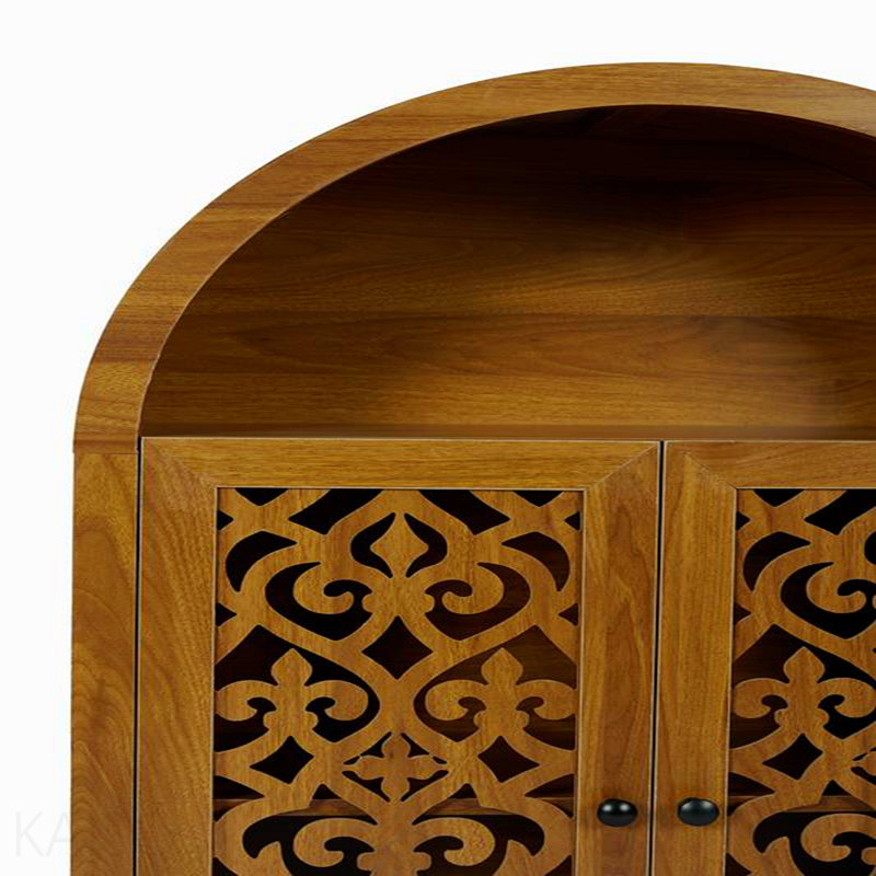 Armoire arquée sculptée à la main, armoire de rangement en bois massif avec tablette ouverte et 2 portes, grande armoire étroite pour le salon, la chambre à coucher, le vestibule